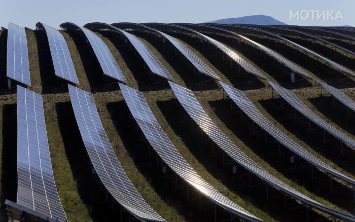 A general view shows solar panels to produce renewable energy at the photovoltaic park in Les Mees, in the department of Alpes-de-Haute-Provence