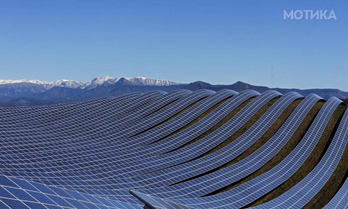 A general view shows solar panels to produce renewable energy at the photovoltaic park in Les Mees, in the department of Alpes-de-Haute-Provence