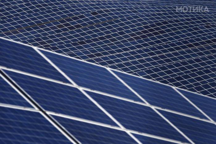 A general view shows solar panels to produce renewable energy at the photovoltaic park in Les Mees, in the department of Alpes-de-Haute-Provence
