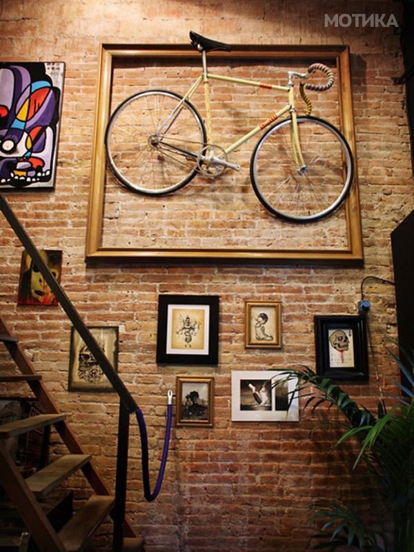 Stunning Bike Storage Ideas Artistic Interior Exposed Brick Wall