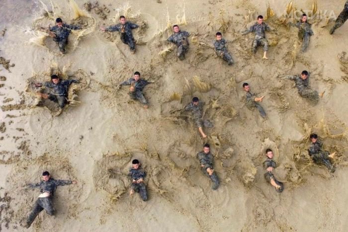 Paramilitary policemen take part in a drill in Baise